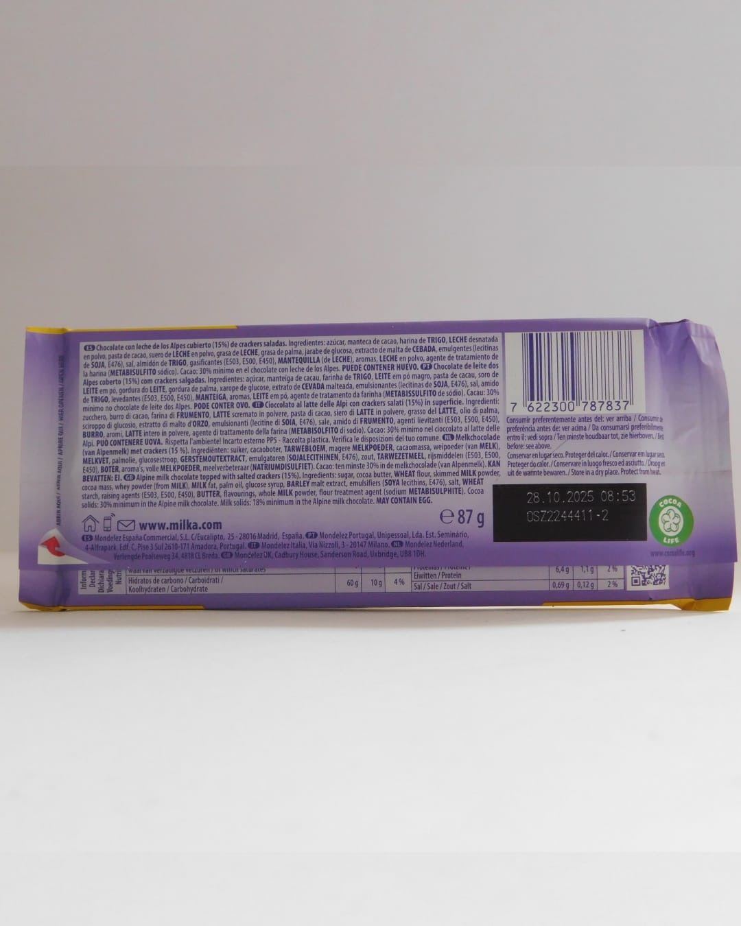 Chocolate Recheio Tuc Milka 87 GR