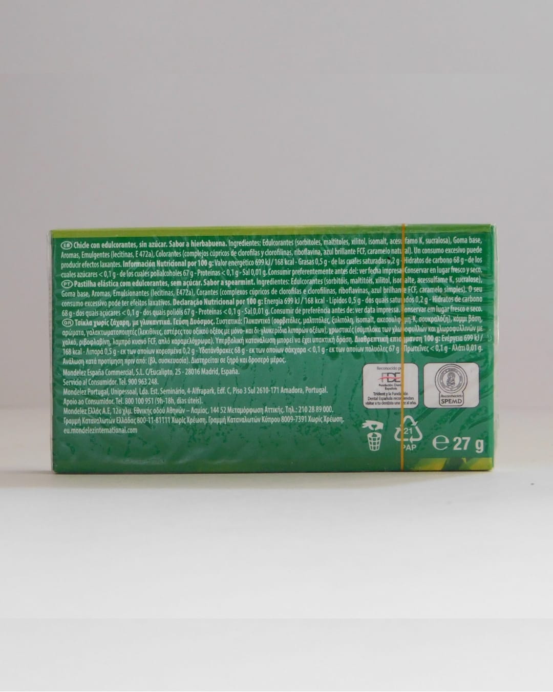 Hortelã - Verde S/Açúcar Trident Max 27 GR