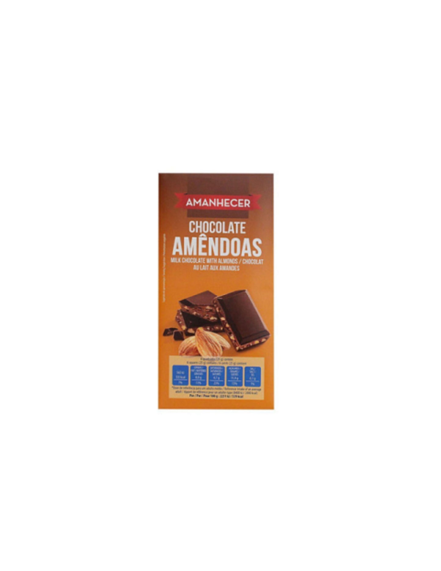 Tablete de Chocolate Amêndoas Amanhecer 100 G