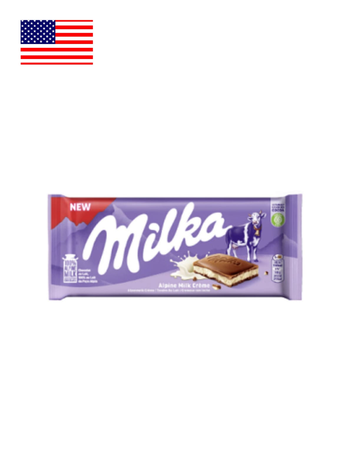 Tablete de Chocolate de Leite Alpine Milk Creme Milka 100g