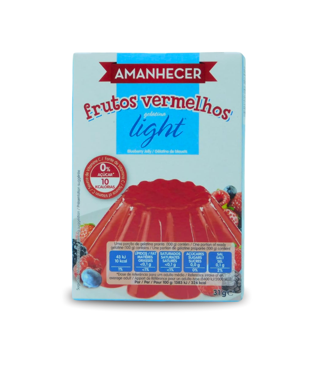 Gelatina Frutos Vermelhos Light Amanhecer 31 GR